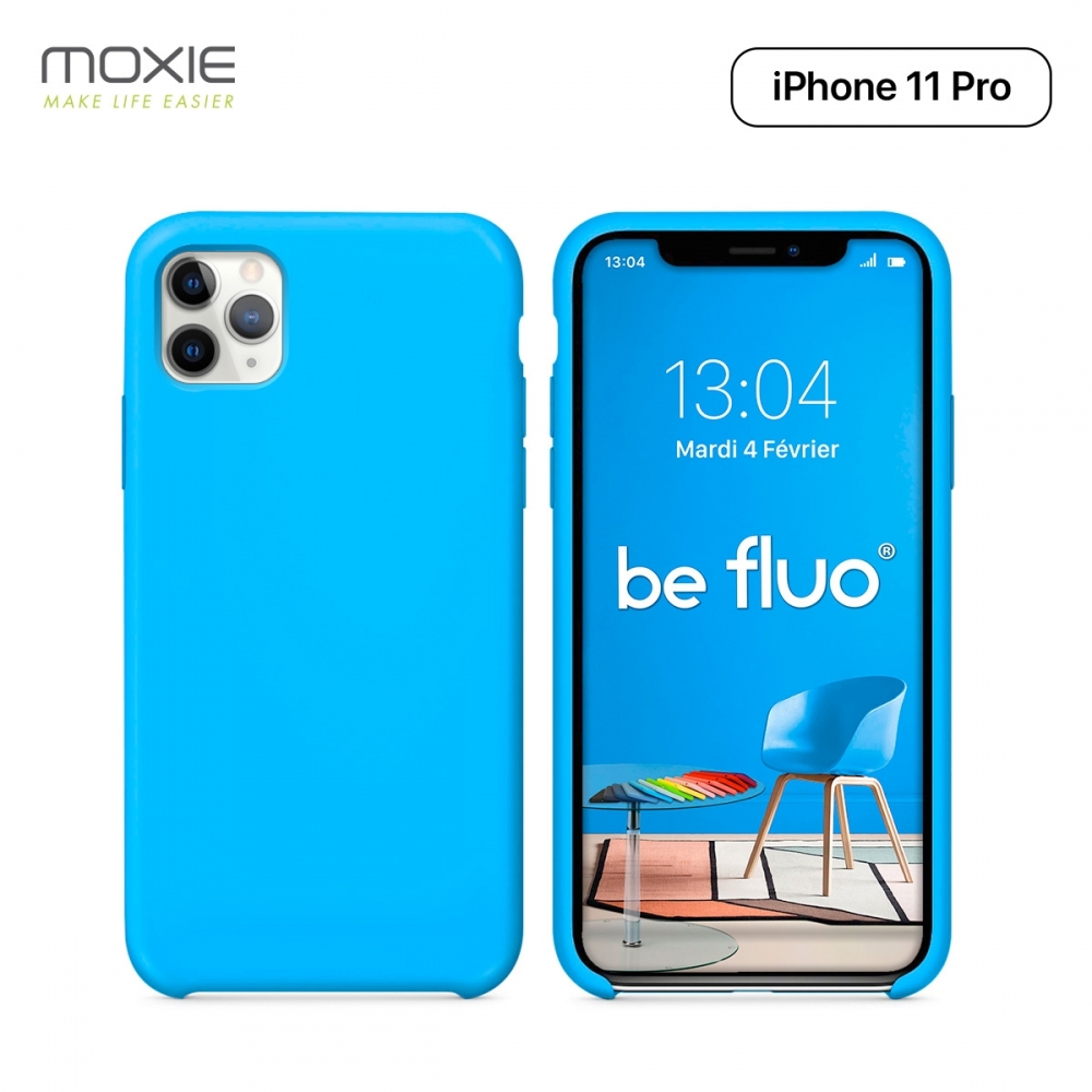 Moxie Coque iPhone 11 Pro [BeFluo] Coque Silicone Fine et Légère pour iPhone 11 Pro 5.8- Intérieur Microfibre, Coque Anti-chocs et Anti-rayures pour iPhone 11 (2019) 5.8 pouces -Bleu Clair