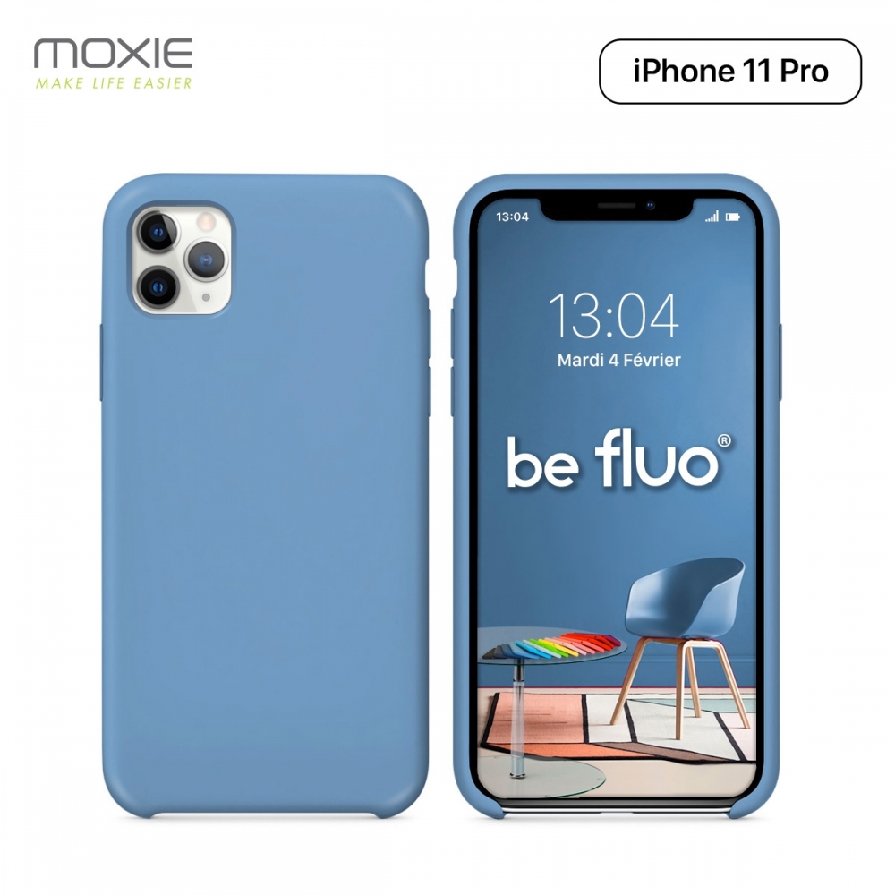 Moxie Coque iPhone 11 Pro [BeFluo] Coque Silicone Fine et Légère pour iPhone 11 Pro 5.8- Intérieur Microfibre, Coque Anti-chocs et Anti-rayures pour iPhone 11 (2019) 5.8 pouces -Bleu Acier