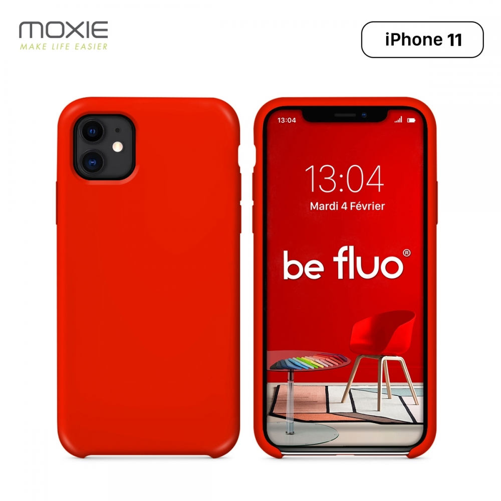 Moxie Coque iPhone 11 [BeFluo®] Coque Silicone Fine et Légère pour iPhone 11 6.1- Intérieur Microfibre, Coque Anti-chocs et Anti-rayures pour iPhone 11 (2019) 6.1 pouces -Rouge