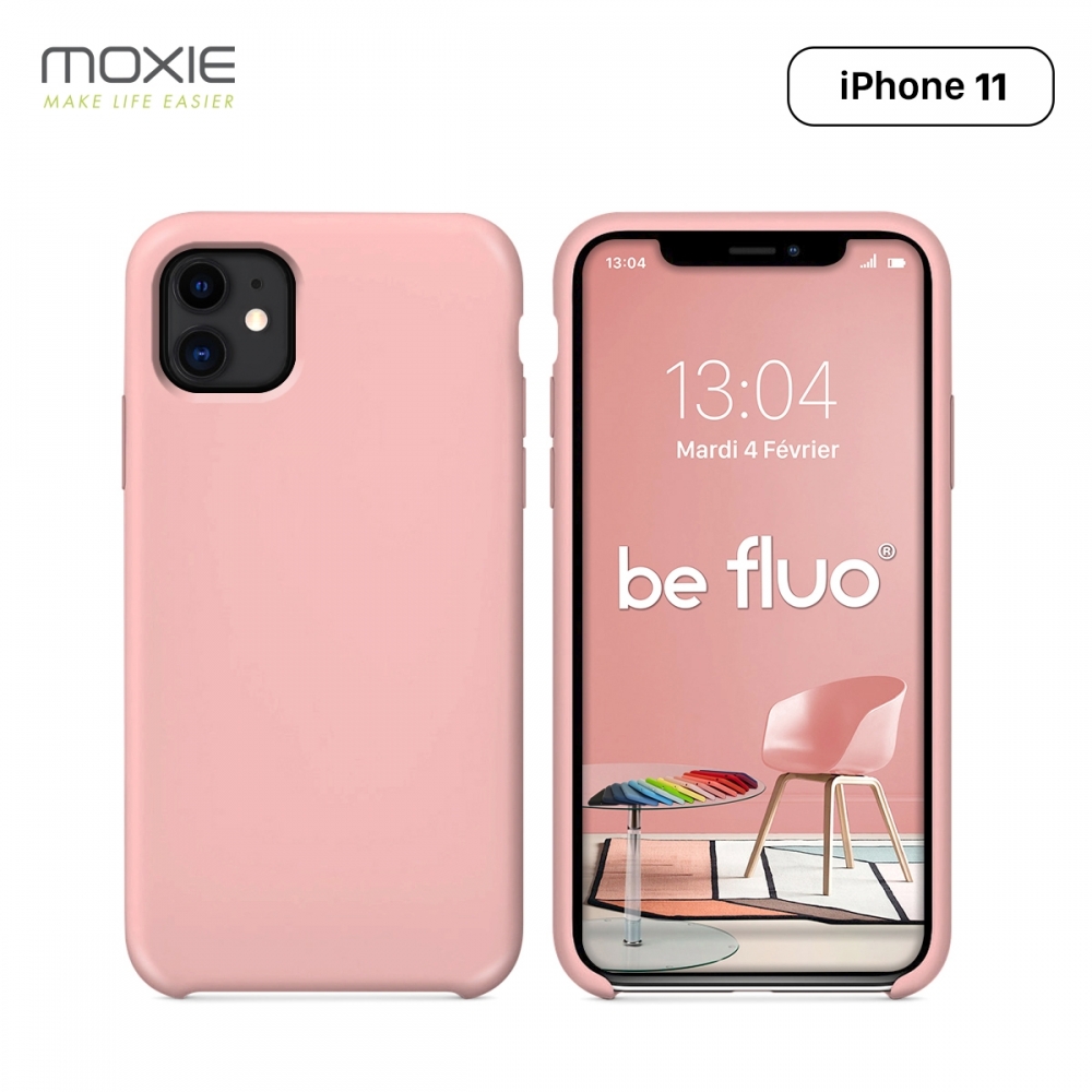 Moxie Coque iPhone 11 [BeFluo®] Coque Silicone Fine et Légère pour iPhone 11 6.1- Intérieur Microfibre, Coque Anti-chocs et Anti-rayures pour iPhone 11 (2019) 6.1 pouces -Rose Clair