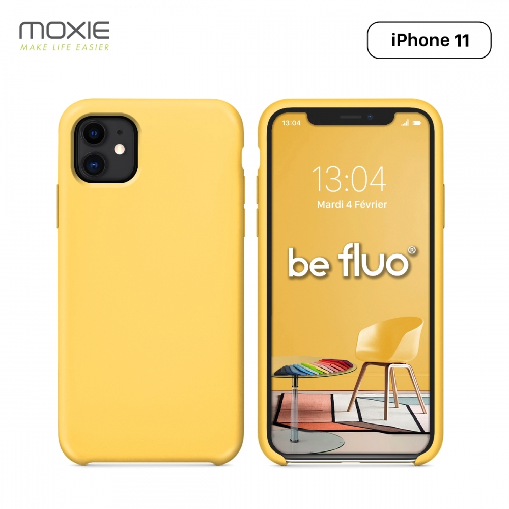 Moxie Coque iPhone 11 [BeFluo®] Coque Silicone Fine et Légère pour iPhone 11 6.1- Intérieur Microfibre, Coque Anti-chocs et Anti-rayures pour iPhone 11 (2019) 6.1 pouces -Jaune Clair
