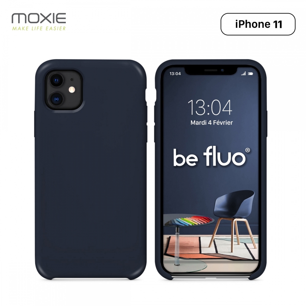 Moxie Coque iPhone 11 [BeFluo®] Coque Silicone Fine et Légère pour iPhone 11 6.1- Intérieur Microfibre, Coque Anti-chocs et Anti-rayures pour iPhone 11 (2019) 6.1 pouces -Bleu Foncé
