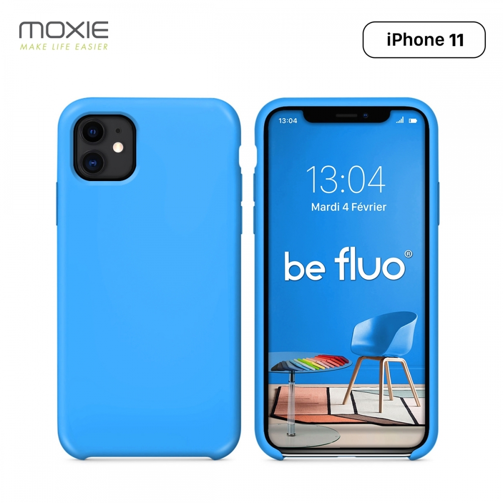 Moxie Coque iPhone 11 [BeFluo®] Coque Silicone Fine et Légère pour iPhone 11 6.1- Intérieur Microfibre, Coque Anti-chocs et Anti-rayures pour iPhone 11 (2019) 6.1 pouces -Bleu Clair