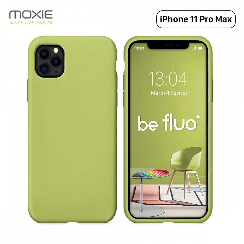 Moxie Coque iPhone 11 Pro Max [BeFluo® Full Protect] Coque Silicone Fine et Légère pour iPhone 11 Pro Max, Intérieur Microfibre, Coque Anti-chocs et Anti-rayures pour iPhone 11 Pro Max - Vert olive