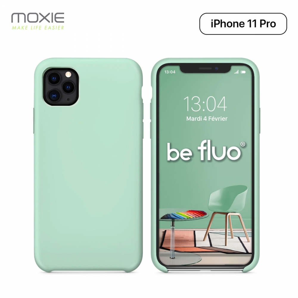 Moxie Coque iPhone 11 Pro [BeFluo] Coque Silicone Fine et Légère pour iPhone 11 Pro 5.8" Intérieur Microfibre, Coque Anti-chocs et Anti-rayures pour iPhone 11 Pro (2019) 5.8 pouces - Menthe