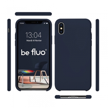 Moxie Coque iPhone XS / iPhone X [BeFluo] Coque Silicone Fine et Légère pour iPhone XS 5.8" et iPhone X, Intérieur Microfibre, Coque Anti-chocs et Anti-rayures pour iPhone XS/X - Bleu Foncé