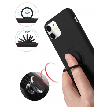 Moxie Coque iPhone 11 [BeLoop®] Coque Silicone Fine et Légère pour iPhone 11 avec Ring Holder intégré - Intérieur Microfibre, Coque Anti-chocs et Anti-rayures pour iPhone 11 - NOIR
