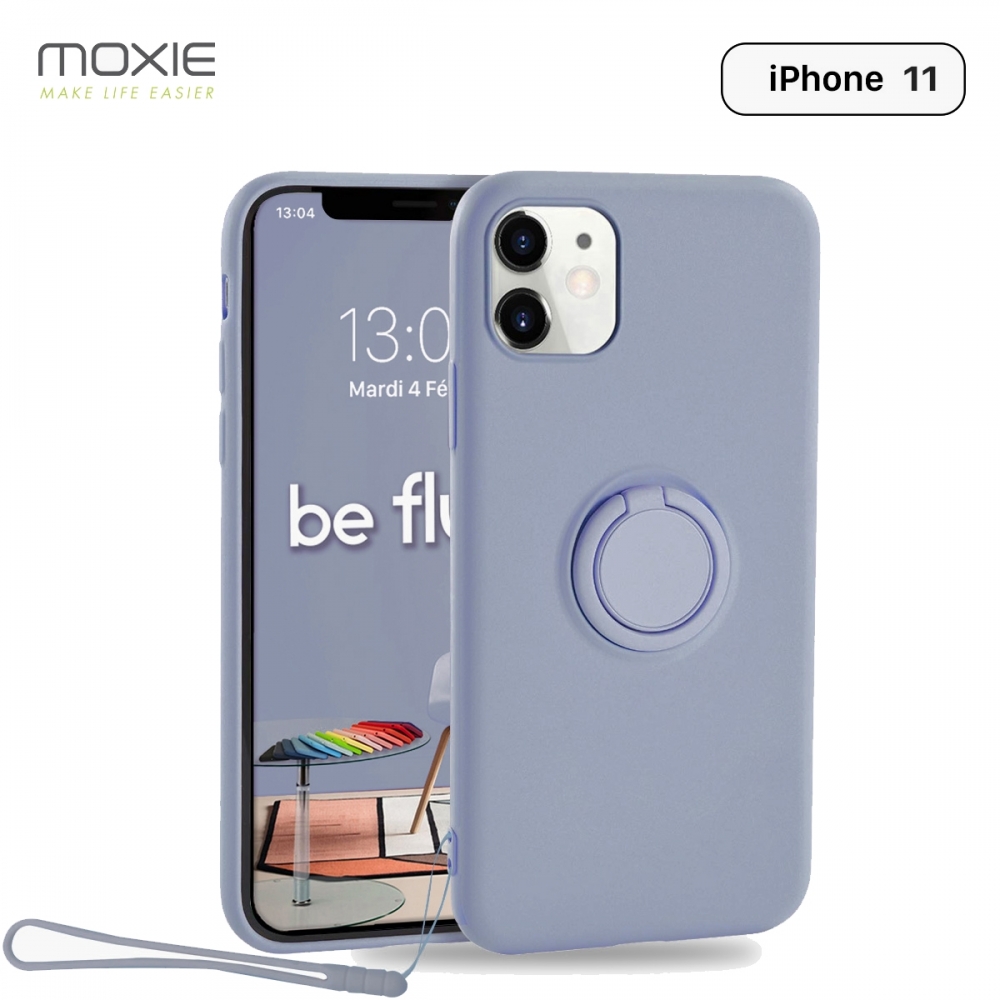 Moxie Coque iPhone 11 [BeLoop®] - Coque Silicone Fine et Légère pour iPhone 11 avec Ring Holder intégré - Intérieur Microfibre, Coque Anti-chocs et Anti-rayures pour iPhone 11  - LAVANDE