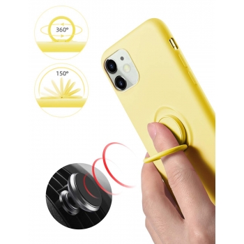 Moxie Coque iPhone 11 [BeLoop®] - Coque Silicone Fine et Légère pour iPhone 11 avec Ring Holder intégré - Intérieur Microfibre, Coque Anti-chocs et Anti-rayures pour iPhone 11  - JAUNE