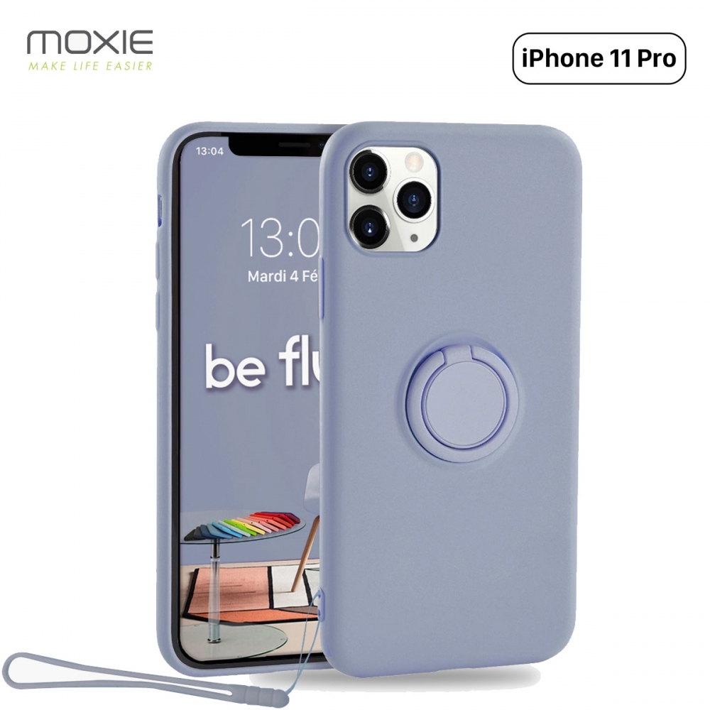 Moxie Coque iPhone 11 PRO [BeLoop®] - Coque Silicone Fine et Légère pour iPhone 11 Pro avec Ring Holder intégré - Intérieur Microfibre, Coque Anti-chocs et Anti-rayures pour iPhone 11 Pro  - LAVANDE