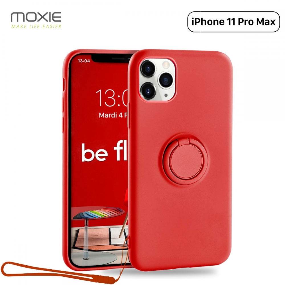 Moxie Coque iPhone 11 PRO  Max [BeLoop®] - Coque Silicone Fine et Légère pour iPhone 11 Pro Max avec Ring Holder intégré - Intérieur Microfibre, Coque Anti-chocs et Anti-rayures pour iPhone 11 Pro Max  - ROUGE