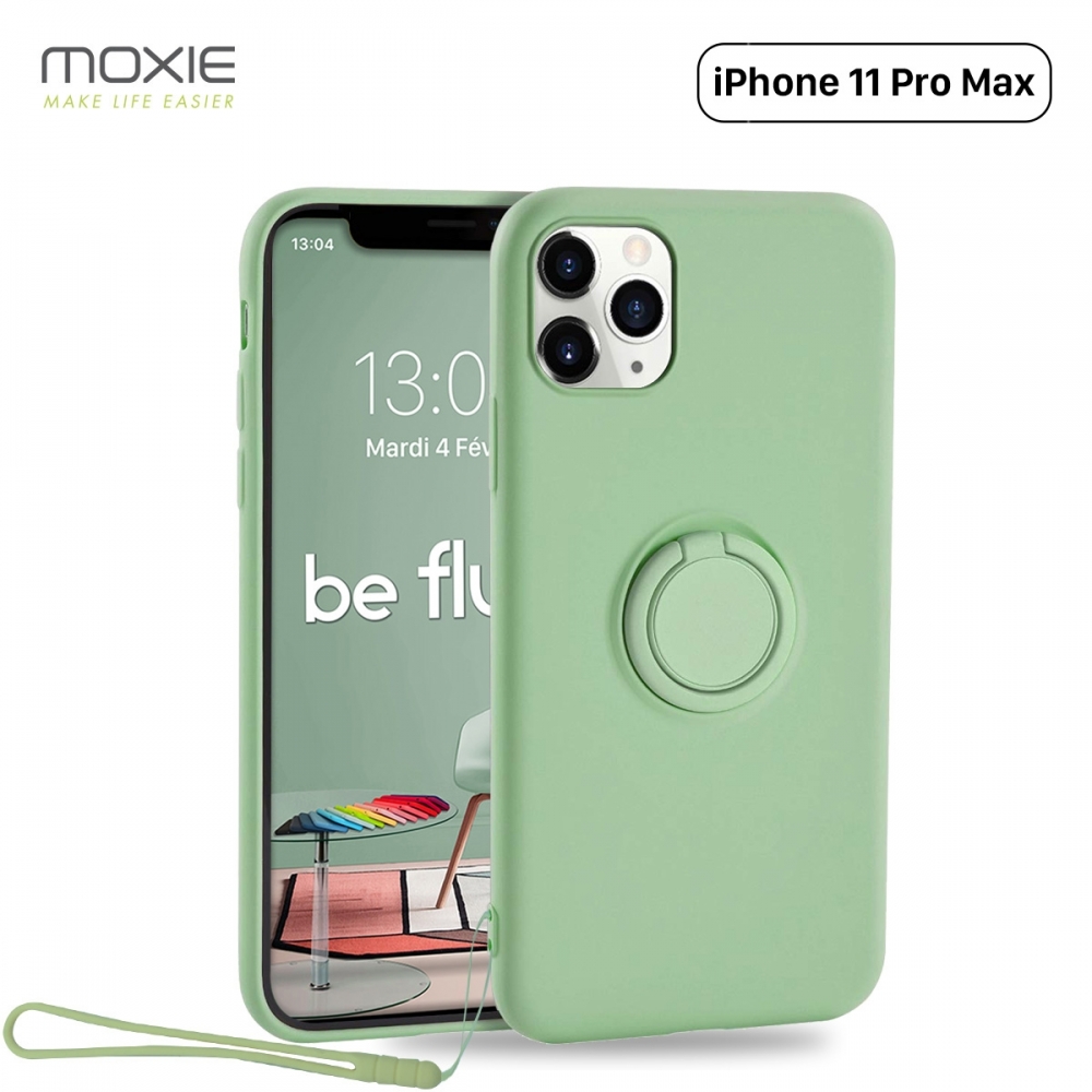 Moxie Coque iPhone 11 PRO  Max [BeLoop®] - Coque Silicone Fine et Légère pour iPhone 11 Pro Max avec Ring Holder intégré - Intérieur Microfibre, Coque Anti-chocs et Anti-rayures pour iPhone 11 Pro Max  - VERT