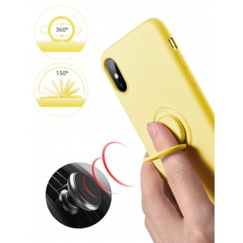 Moxie Coque iPhone X/XS [BeLoop®] - Coque Silicone Fine et Légère pour iPhone X/XS avec Ring Holder intégré - Intérieur Microfibre, Coque Anti-chocs et Anti-rayures pour iPhone X/XS  - JAUNE