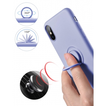 Moxie Coque iPhone X/XS [BeLoop®] - Coque Silicone Fine et Légère pour iPhone X/XS avec Ring Holder intégré - Intérieur Microfibre, Coque Anti-chocs et Anti-rayures pour iPhone X/XS  - LAVANDE