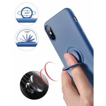 Moxie Coque iPhone X/XS [BeLoop®] - Coque Silicone Fine et Légère pour iPhone X/XS avec Ring Holder intégré - Intérieur Microfibre, Coque Anti-chocs et Anti-rayures pour iPhone X/XS  - BLEU