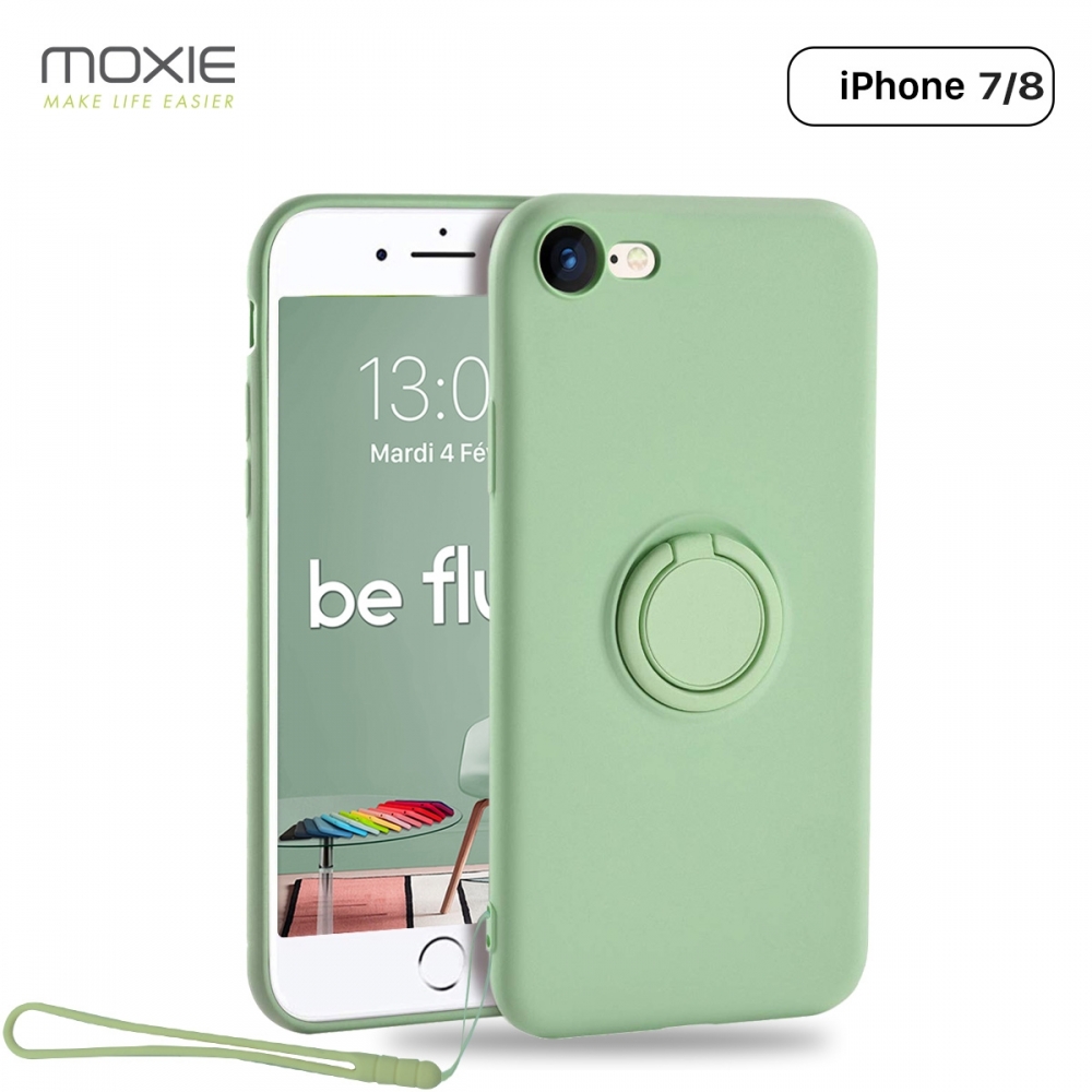 Moxie Coque iPhone 7/8/SE 2020 [BeLoop®] - Coque Silicone Fine et Légère pour iPhone 7/8/SE 2020 avec Ring Holder intégré - Intérieur Microfibre, Coque Anti-chocs et Anti-rayures pour iPhone 7/8/SE 2020  - VERT