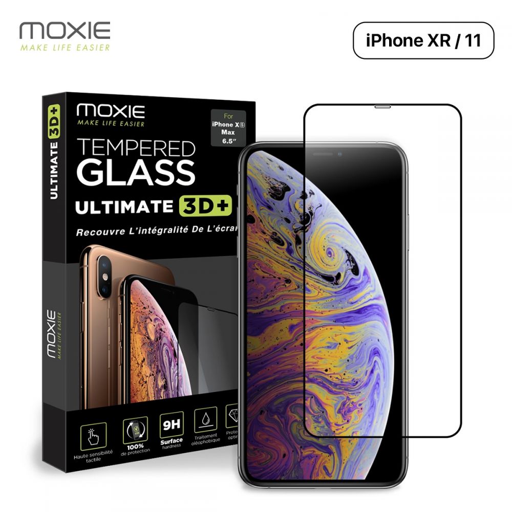 Moxie Verre Trempé pour iPhone XR 6.1 [Ultimate 3D+] Protection d'écran  Complète en Verre Trempé 9H Ultra Clair, Anti-rayures et Anti-traces de  doigts, Compatible Face ID pour iPhone XR 6.1