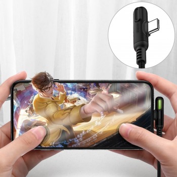 Câble USB Type-C Coudé 90° Joyroom S-M392 Longueur 1.2M, Sortie 3A, Câble renforcé en Nylon tressé pour appareils Type-C - Noir