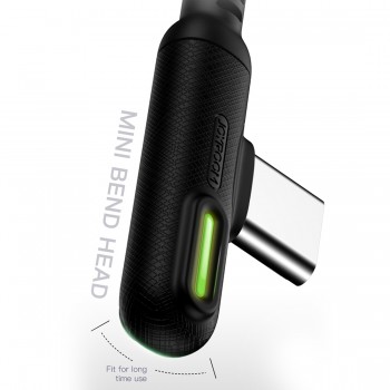 Câble USB Type-C Coudé 90° Joyroom S-M392 Longueur 1.2M, Sortie 3A, Câble renforcé en Nylon tressé pour appareils Type-C - Noir