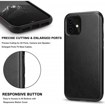 Coque iPhone 11, Moxie [BiMat Black] Coque en TPU Souple, Revêtement en Cuir Synthétique pour iPhone 11 - Noir