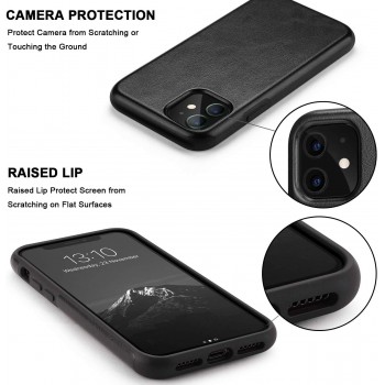 Coque iPhone 11, Moxie [BiMat Black] Coque en TPU Souple, Revêtement en Cuir Synthétique pour iPhone 11 - Noir