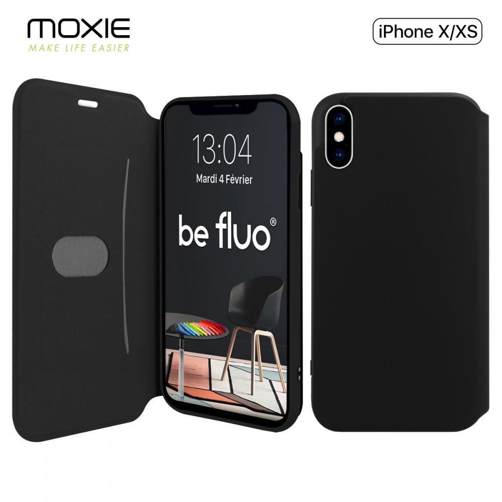 Moxie Etui/housse iPhone X/XS [BeFolio®] Etui à rabat en silicone pour  iPhone X/XS - Intérieur Microfibre avec porte-carte, coque Anti-chocs et  Anti-rayures pour iPhone X/XS - Noir