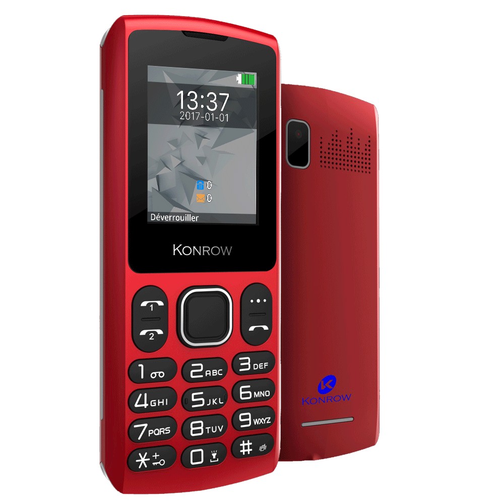 Téléphone Konrow Chipo 3 double Sim Appareil Photo couleur Red