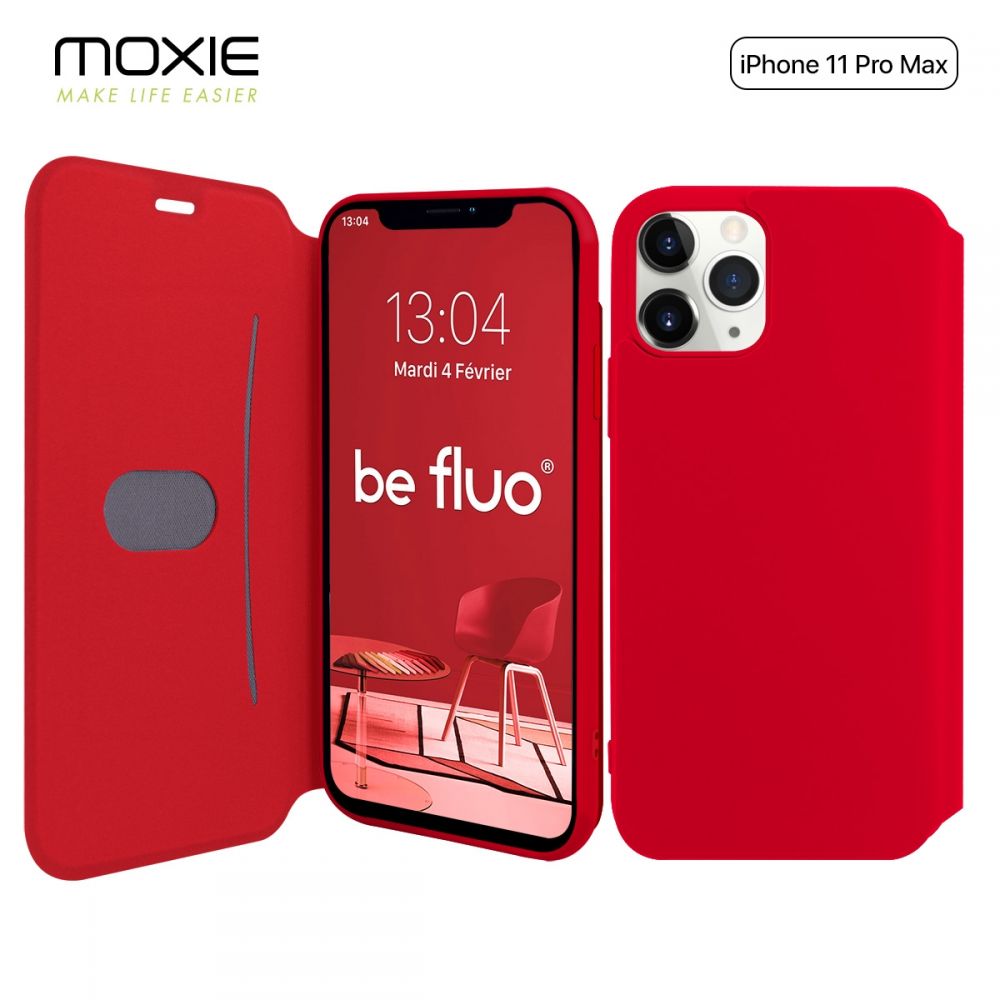 Moxie Etui/housse iPhone 11 Pro Max [BeFolio®] Etui à rabat en silicone  pour iPhone 11 Pro Max - Intérieur Microfibre avec porte-carte, coque Anti-chocs  et Anti-rayures pour iPhone 11 Pro Max -Rouge