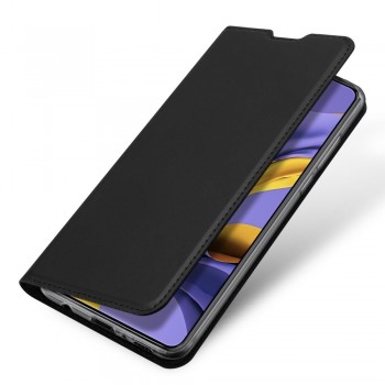 Etui portefeuille DUX Ducis en cuir PU avec porte-carte et fonction vidéo pour Galaxy A51 - NOIR
