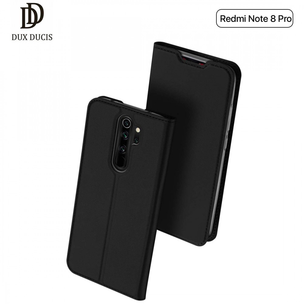 Etui portefeuille DUX Ducis en cuir PU avec porte-carte et fonction vidéo pour Xiaomi Note 8 Pro - NOIR