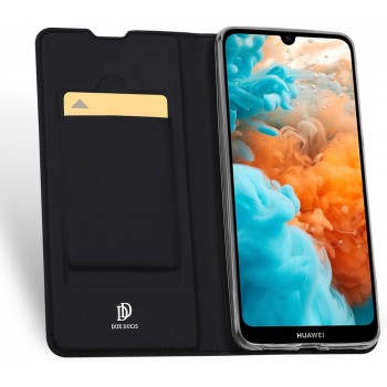 Etui portefeuille DUX Ducis en cuir PU avec porte-carte et fonction vidéo pour Huawei Y6 2019 - NOIR
