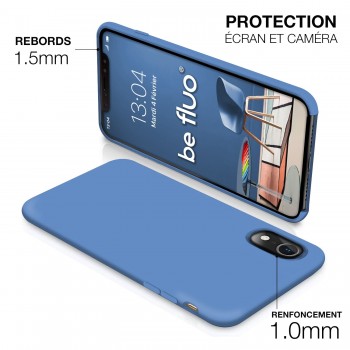 Moxie Coque iPhone XR [BeFluo] Coque Silicone Fine et Légère pour iPhone XR 6.1", Intérieur Microfibre, Coque Anti-chocs et Anti-rayures pour iPhone XR - Bleu Acier