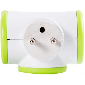 WATT&CO Multiprise x3 Triplite 16A Embout rotatif - VERT