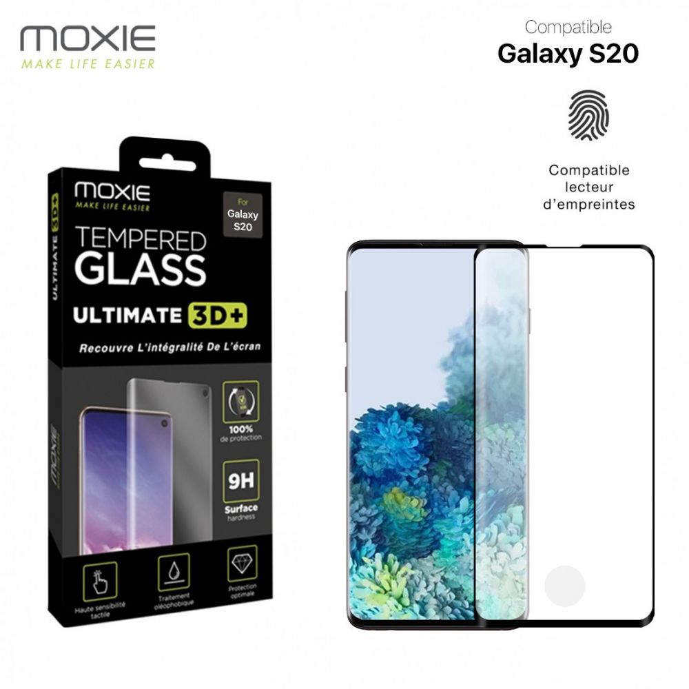 Protection d'écran incurvé Samsung Galaxy S20 en verre trempé, Moxie  [Ultimate 3D+]