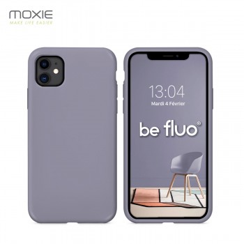 Coque iPhone 11 [BeFluo®] en Silicone - Intérieur Microfibre - Anti-chocs et Anti-rayures - Gris lavande