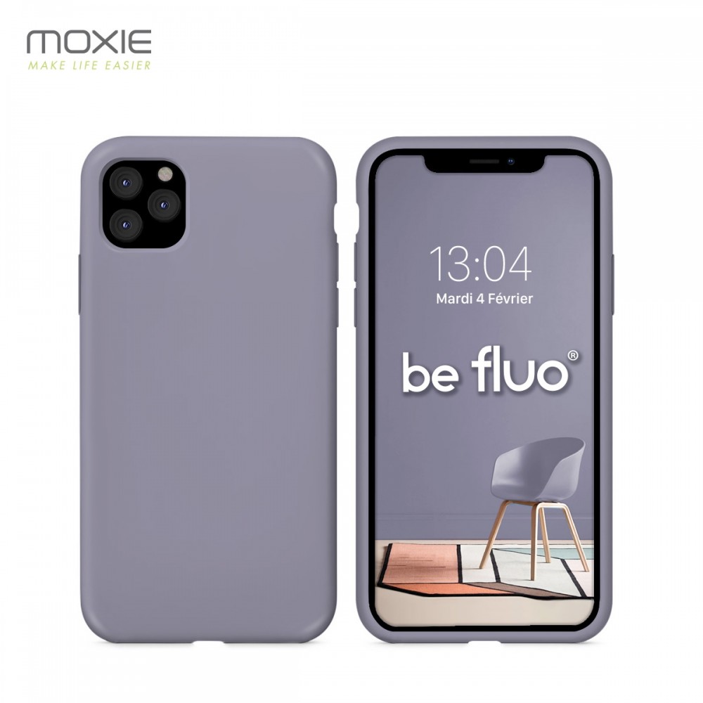 Coque iPhone 11 pro Max [BeFluo®] en Silicone - Intérieur Microfibre - Anti-chocs et Anti-rayures - Gris lavande