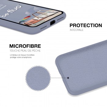 Coque iPhone 11 [BeFluo®] en Silicone - Intérieur Microfibre - Anti-chocs et Anti-rayures - Gris lavande