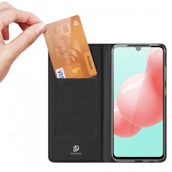 Etui portefeuille DUX Ducis en cuir PU avec porte-carte et fonction vidéo pour Galaxy A41 - NOIR