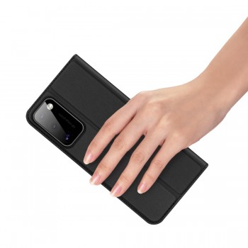 Etui portefeuille DUX Ducis en cuir PU avec porte-carte et fonction vidéo pour Galaxy A41 - NOIR