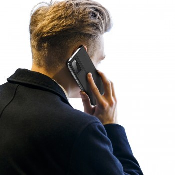 Etui portefeuille DUX Ducis en cuir PU avec porte-carte et fonction vidéo pour Galaxy A41 - NOIR