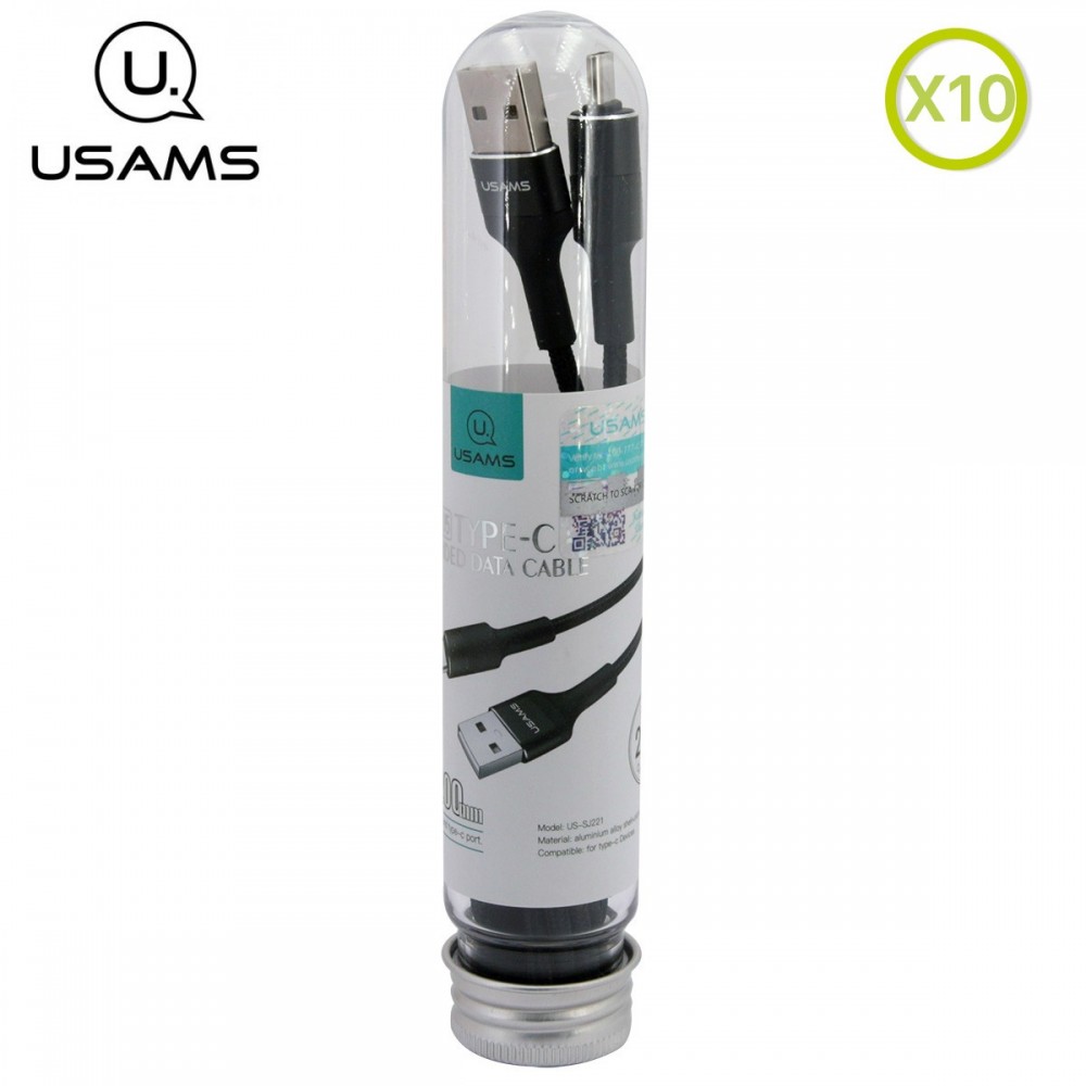 Lot de 10 câbles Tressés USAMS en tube 120CM Micro-USB 2A - NOIR