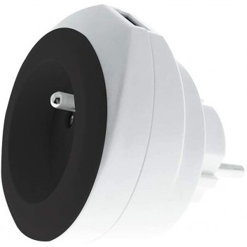 WATT&CO Prise + USB 2.4A +cable Roll Up couleur Noire CH220-USB-NR-B