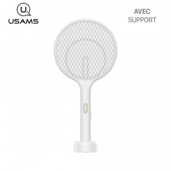 USAMS raquette électrique anti moustique US-ZB165 avec support mural blanc
