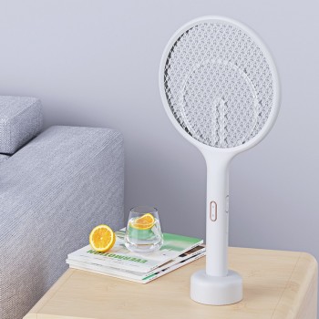 USAMS raquette électrique anti moustique US-ZB165 avec support mural blanc