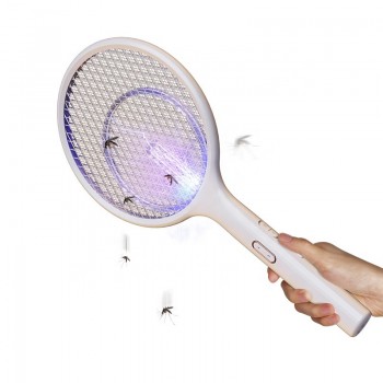 USAMS raquette électrique anti moustique US-ZB165 avec support mural blanc