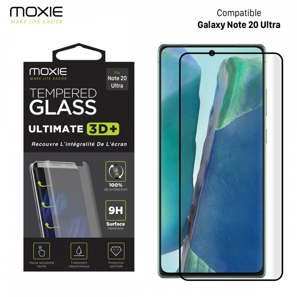 Protection d'écran incurvé Samsung Galaxy Note 20 Ultra en verre trempé, Moxie [Ultimate 3D+]
