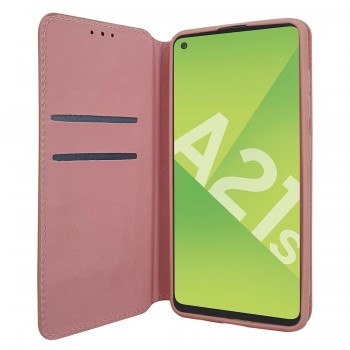 Etui portefeuille Moxie en cuir PU avec fonction vidéo pour Galaxy A21S  - Rose