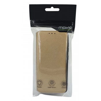 Etui portefeuille Moxie en cuir PU avec fonction vidéo pour Galaxy A41 - OR
