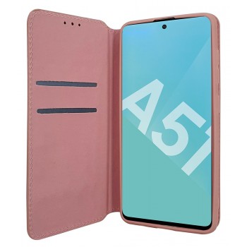 Etui portefeuille Moxie en cuir PU avec fonction vidéo pour Galaxy A51 - ROSE