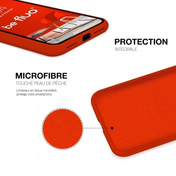 Moxie Coque silicone iPhone 12 / 12 Pro 6.1" [BeFluo] - Intérieur Microfibre, Coque Anti-chocs et Anti-rayures pour iPhone 12 / 12 Pro 6.1" - Rouge